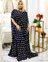 Vintage African Print Maxi Gown with Half Sleeves and White Dots